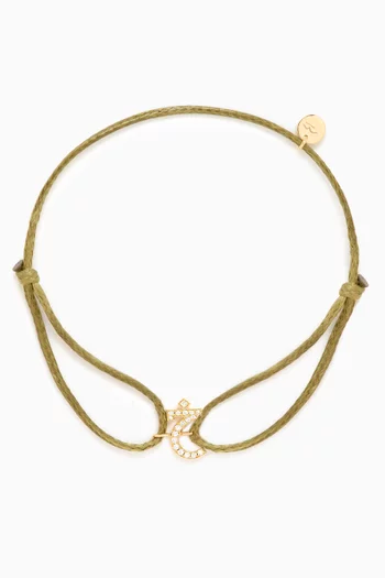 Diamond Arabic Initial Letter Thread Bracelet in 18kt Gold
