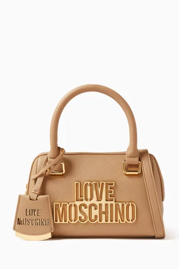 Buy Love Moschino Neutral Logo Top handle Bag in Faux Leather For Women Online Ounass Oman