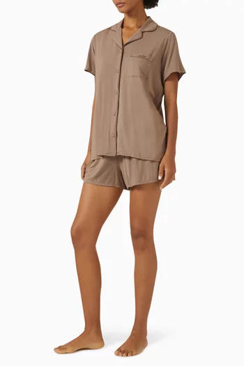 Sleep Short Sleeve Button Up Set