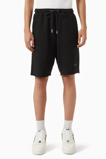 Raw Edge Loose-fit Sweat Shorts in Cotton