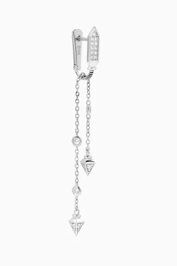 Solitaire Drizzle Single Chain Earring in 18kt White Gold