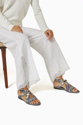 Yuki Sandals in Linen & Leather