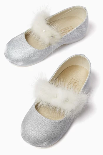Faux-fur Glitter Ballerina Flats