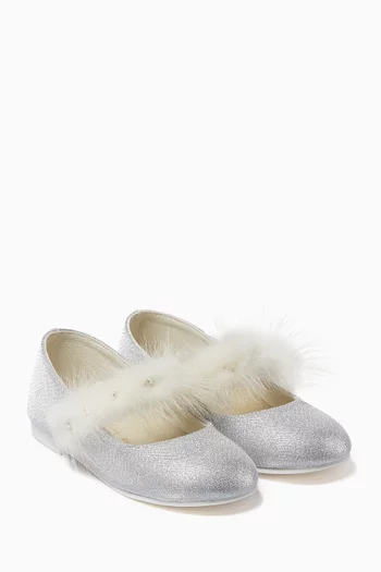 Faux-fur Glitter Ballerina Flats