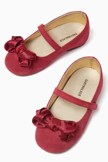 Bow-embellished Ballerina Flats in Suede
