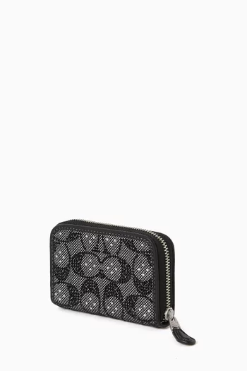 Small Zip Around Card Case in Crystal Signature Jacquard