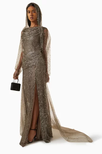 Paysages d'Amour Sheer Hooded Cape in Tulle