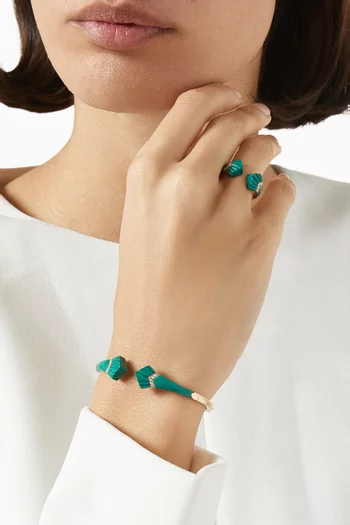 Elements Diamond & Malachite Bangle in 18kt Gold