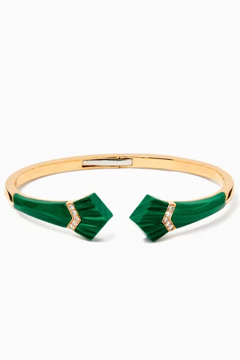 Elements Diamond & Malachite Bangle in 18kt Gold
