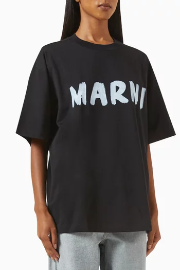 Printed Logo Oversized T-shirt in Cotton