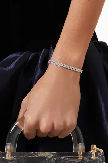 Subtle Double Crystal Bracelet in Rhodium-plated Metal