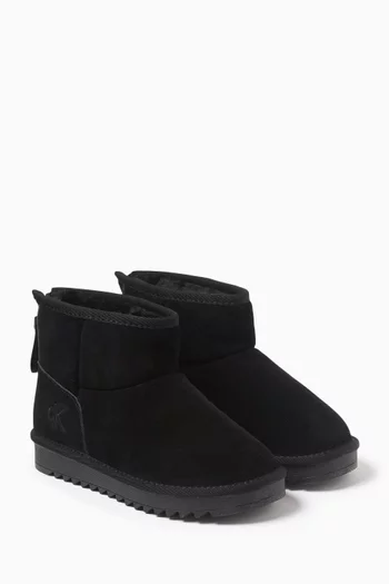 Buy Calvin Klein Black Amaia Fur Ankle Boots in Suede For Girls Online Ounass Oman