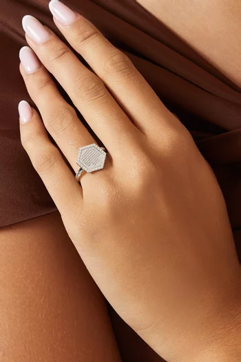 Ayat Al Kursi Diamond Pavé Ring in 18kt White Gold