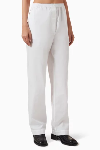 Embroidered-logo Pyjama Pants in Cotton Poplin