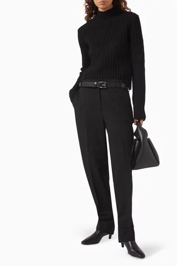 Buckled Slouch Pants in Wool-blend
