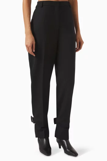Buckled Slouch Pants in Wool-blend