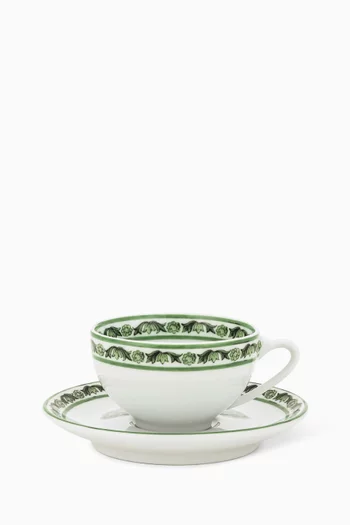 Maiolica Verde Coffee Cups & Saucers, Set of 2