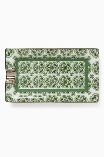 Maiolica Verde Ashtray in Porcelain