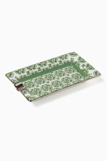 Maiolica Verde Ashtray in Porcelain