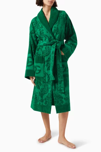Unisex Logo-jacquard Bathrobe in Cotton-terry