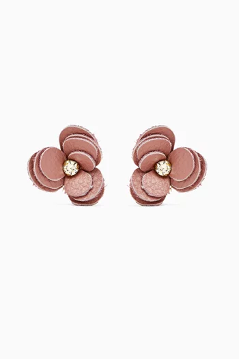 Rendez Vous Flower Clip-on Earrings in Leather