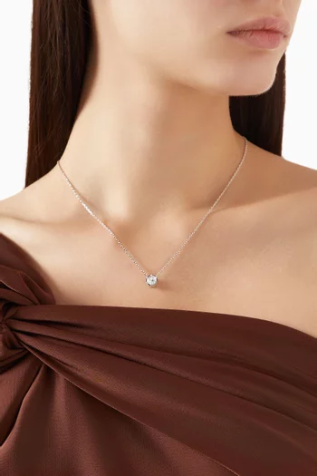 Ava Solitaire Necklace in Rhodium-plated Sterling Silver