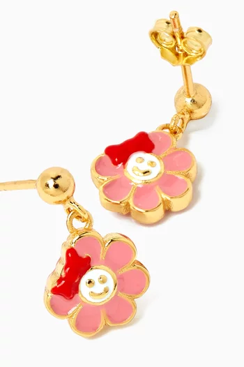 Little Princess Flower Dangle Earrings in 18kt Gold-plated Sterling Silver