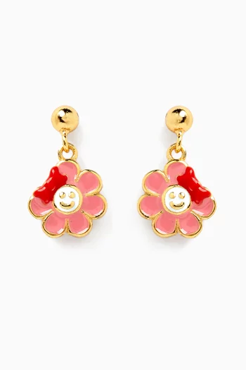Little Princess Flower Dangle Earrings in 18kt Gold-plated Sterling Silver