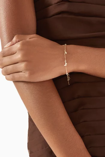 Bianca Butterfly Charm Bracelet With Delicate Gold Beds in 18kt Yellow Gold