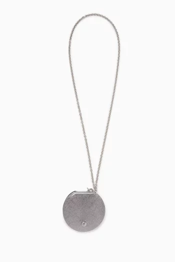 Compact Mirror in Saffiano Metallic Leather