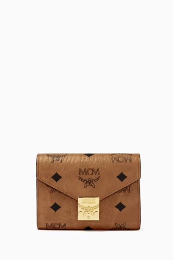 محفظة تريسي ثلاثية الطي قنب مزين بنقشة فيزيتوس