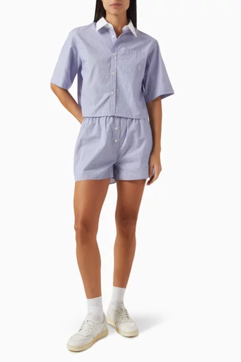 SRC Cropped Short-sleeve Shirt in Cotton-poplin