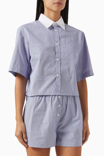 SRC Cropped Short-sleeve Shirt in Cotton-poplin