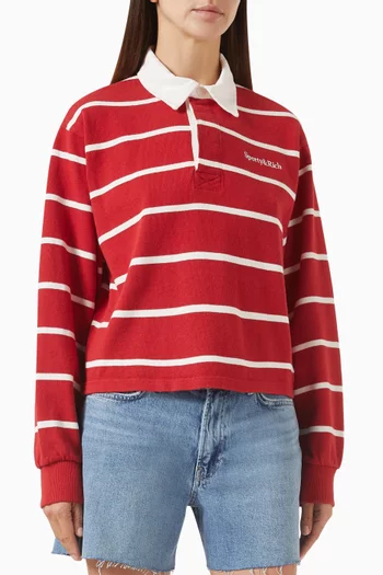 Serif Logo Cropped Rugby Polo Shirt