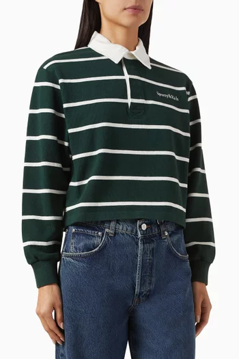 Serif Logo Cropped Rugby Polo Shirt