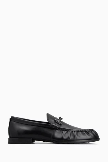 Gathered Toe Loafers in Leather