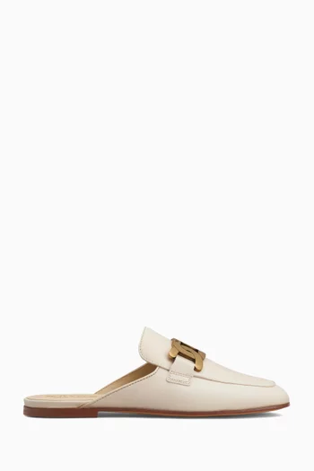 Branded Chain Mules in Leather