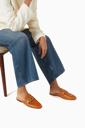 Branded Chain Mules in Leather