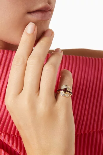 Shield Diamond & Ruby Little Finger Ring in 18kt Gold