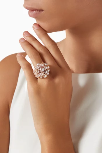 Bahar Diamond & Pearl Cluster Ring in 18kt Rose Gold