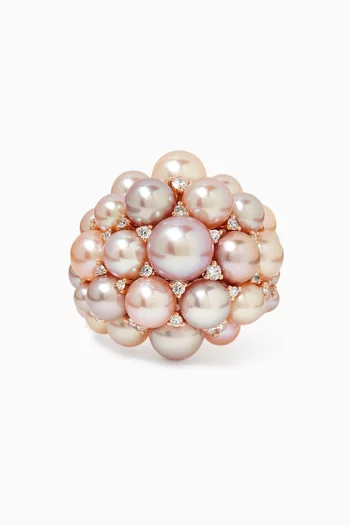 Bahar Diamond & Pearl Cluster Ring in 18kt Rose Gold