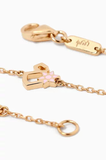 Tiny Bling Arabic Letter "Ein" Bracelet in 18kt Yellow Gold