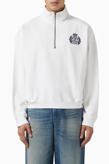 H&W Embroidered Quarter-zip Sweatshirt in Cotton