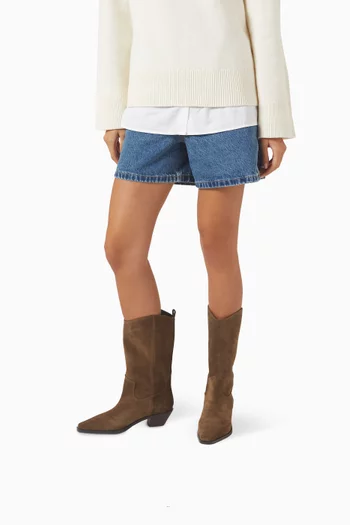 High Western Boots in Suede