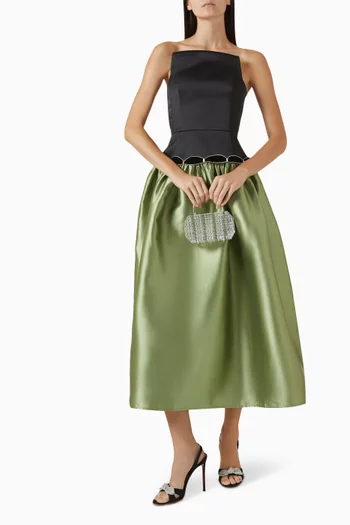 Crystal-trim Bell Midi Dress in Taffeta