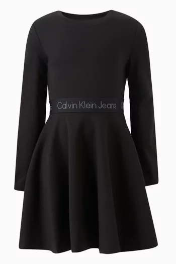 Logo Tape Flared Dress