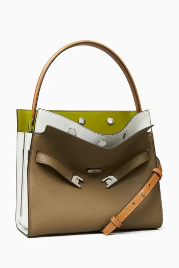 Small Lee Radziwill Colour-block Double Bag in Pebbled Leather
