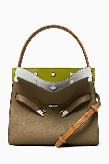 Small Lee Radziwill Colour-block Double Bag in Pebbled Leather