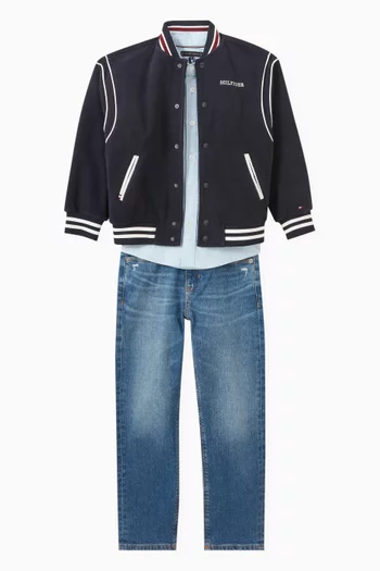 Distressed Skater Straight-leg Jeans in Denim
