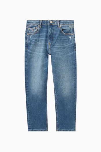 Distressed Skater Straight-leg Jeans in Denim